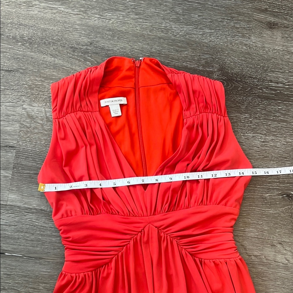 Boston Proper Orange-Red Ruched Dress - Picture 8 of 10